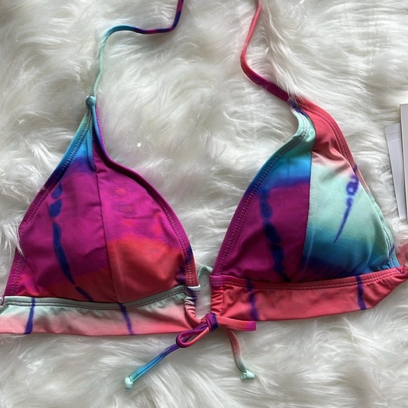 🆕 Lucky Brand Swim Bikini Halter Top Removable Cups Size Medium - Picture 3 of 8